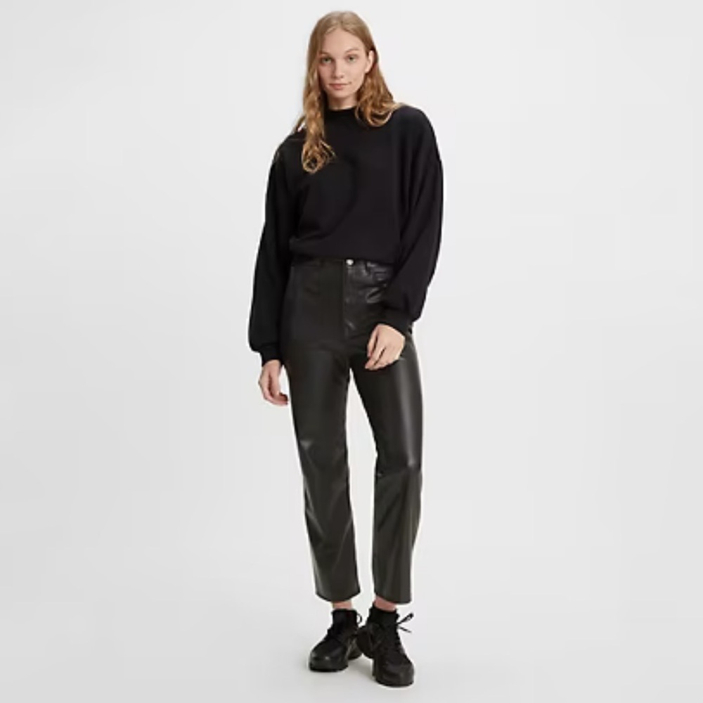 Faux Leather Ribcage Straight Pants